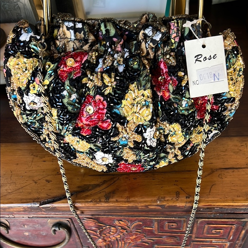 Floral Hand Beaded Women's evening clutch- brand new with tag .